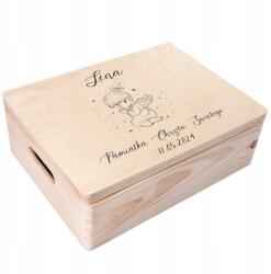 Creative Deco Keresztelői doboz gravírozással, ajándék, szent keresztelő emlék, 40x30x14 cm (JANCDSD140CUSTOMBAPTISMANGELTPTFBM)