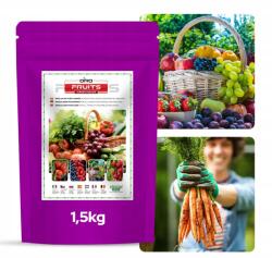 Green Oro Tápoldat zöldségekhez és gyümölcsfákhoz 100 napos hatással, többféle összetevővel Oro Fruits 1, 5kg (Nawóz do Warzyw Owoców Winogron Porzeczek 1,5)