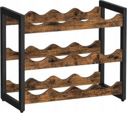 Songmics Borállvány palackokhoz, pultra helyezhető, 3-szintes, 12 palackhoz, vintage stílusú (KWR011B01)