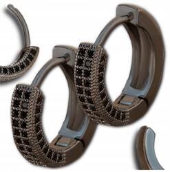 EdiBazzar Elegáns női fekete, lógós fülbevaló cirkónia kövekkel, karika alakú (Eleganckie kolczyki damskie czarne wiszące)