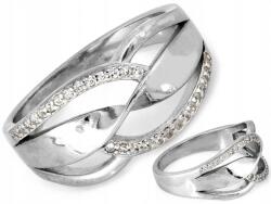 Lovrin 925-ös ezüst gyűrű, időtálló, széles, áttört mintás, cirkónia kövekkel, r13-as méret (Lovrin)