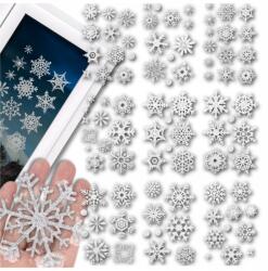 9 darabos, csillámos hópehely ablakmatrica szett karácsonyra (Zestaw 9 Arkuszy Świątecznych Naklejek)