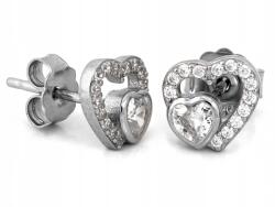Lovrin Ezüst fülbevaló 925 finom, áttört mintás szív modellek, stekkeres, súlya 1.45g