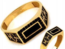 Lovrin Arany pecsétgyűrű 585 14kt fekete cirkóniákkal díszítve 4, 46g R28 uniszex modell (Lovrin)