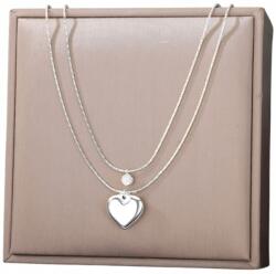  Ezüst színű, 18K arannyal futtatott női nyaklánc, 316L sebészeti acélból, szív alakú medállal ajándék (SREBRNY Elegancki Naszyjnik Kolia Celebrytka)