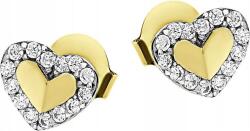Lovrin Arany fülbevaló 585 szív alakú cirkónia kövekkel díszítve, tökéletes ajándék, 14 karátos (60826733)