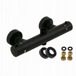  Zuhany Csaptelep Termosztatikus Fekete Matt Fali Fürdőszoba Szett (6002247)