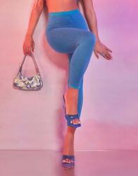 Prettylittlething Kék Kötött Leggings Sima Csíkos Prettylittlething M