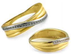 Lovrin Crossover gyűrű 585 14k fehér és sárga arany cirkóniákkal 2.53g divatos (62097582)