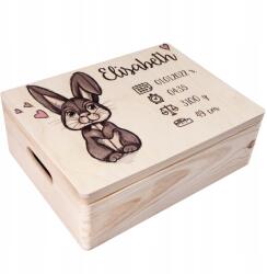 Creative Deco Ajándékdoboz gravírozással születési emlék ajándék baba 40x30 (JANCDSD140CUSTOMBUNNYFBM)