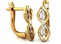  Arany fülbevaló 585 angol kapcsos, fehérarannyal, 14K, klasszikus női