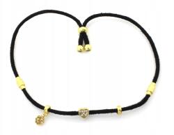 Lovrin Fekete zsinóros karkötő 925-ös ezüstből, aranyozott medálokkal (Lovrin)