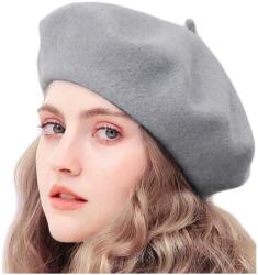 EdiBazzar Női Szürke Gyapjú Téli Francia Baskétsapka Antennával, Klasszikus Őszi (8904358240151)