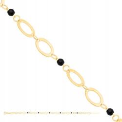 Lovrin 585-ös arany nyaklánc lemezes elemekkel, fekete kövekkel díszítve (61109008)