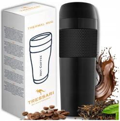 Tressari Nagy fekete termobögre 400 ml Tressari termosz kávéhoz teához, szivárgásmentes