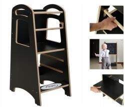 Skyline Fekete Konyhai Segítő torony táblával, Kitchen Helper, 86cm Mdf Gyerek fellépő (PK20060034)