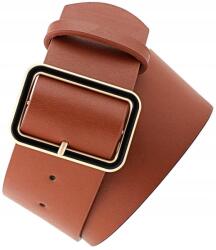 EdiBazzar Női széles barna öv ruha öv Bőr csat négyzet (8115072086158)