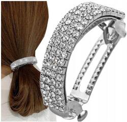  Hajcsat, díszes, kristályos, cirkónia köves, ezüst színű (Spinka klamra włosów kryształowa cyrkonie)