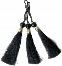 Gipiurowo Ezüst színű gyöngyökkel díszített fülbevaló, fekete, 9 cm (chwost)