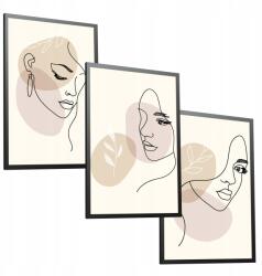 Arcok Vonalak Bézs 3 db-os poszter szett 50x70 Szalon