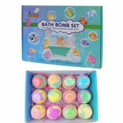  12 darabos fürdőgolyó készlet gyerekeknek, színes, pezsgő, biztonságos, 12x60g