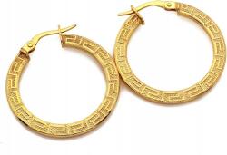  Divatos arany fülbevaló 585 karátos görög mintával díszített karika 27mm ajándékba (KL_11923B_585)