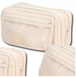  Kétrekeszes, kihajtható tolltartó, nagy kapacitású, többfunkciós iskolai tok ceruzatartó (SZKOLNY PIÓRNIK SASZETKA ROZKŁADANY BEŻOWY)