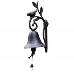  Öntöttvas Kolomp, Madárka az ágon, mintás harangperem, Vintage dizájn (LEXQ14)