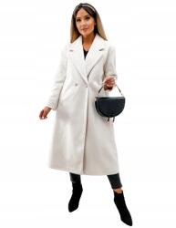  Elegáns, krémszínű, gyapjú női kabát, oversize fazon, őszi/téli (EB24052)