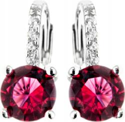 Lovrin Finom, 925-ös ezüst fülbevaló nagy, rózsaszín cirkónia középső kővel és fehér kövekkel