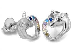 Lovrin 925-ös ezüst fülbevaló unikornis cirkónia kövekkel, stekkeres, 1, 72g ajándéknak is kiváló
