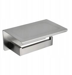  Falra Szerelhető Toalettpapír Tartó, Fürdőszobai Polc, Szálcsiszolt Acél, Ezüst (TB000025)