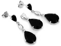 Lovrin 925-ös ezüst szett fekete ónix köves fülbevalóval és medállal, 4, 32g ajándék (62218108)