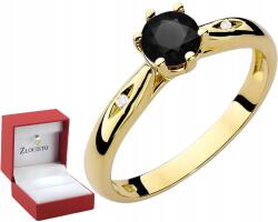ZŁOCISTO Arany Gyűrű Fekete Gyémánt 585 Sárga Arany Ingyenes Gravírozás Ajándék (DLA DZIEWCZYNY NARZECZONEJ)
