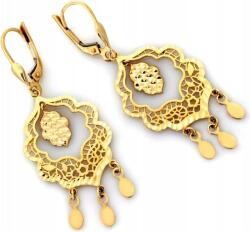 Lovrin Arany színű, nagy, lógó fülbevaló, mozgó, 4.30g, 585-ös, elegáns mintával, ajándéknak is kiváló