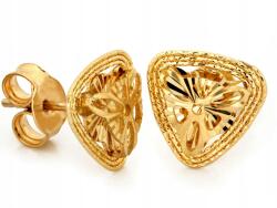 Lovrin Divatos arany fülbevaló 9k 375 térbeli háromszög alakú stekkeres 1.47g ajándékba