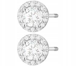 ZŁOCISTO Fehér Arany Fülbevaló Laboratóriumi Gyémánt Becsavarható Szár 585 (DLA DZIEWCZYNY NARZECZONEJ)