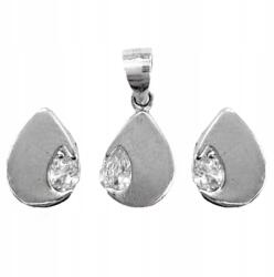 Lovrin 925-ös ezüst ékszerszett cirkónia díszítéssel csepp alakú medál és fülbevaló (Lovrin)