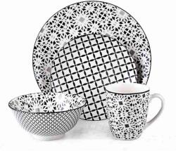  Étkezési Készlet Tányér Szett 16 részes Alpina 4 Személyre Modern Minta (ED-249544modr)