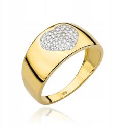 Lovrin Arany gyűrű 585 14kt széles női pecsétgyűrű szív cirkónia kövekkel 2.75g (Lovrin)