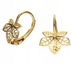 Lovrin Arany fülbevaló 585 finom, áttört mintás levél mintával, 1, 1g, modern design, 14 karátos, divatos