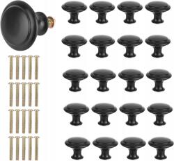  Bútorgombok Vintage Acél Fekete Matt 20 Darabos Szett 27 MM (20BL)