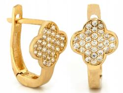 Lovrin Női arany fülbevaló 585 kövekkel, virág mintával, stílusos (62741534)