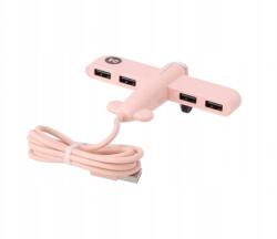 PL4 Usb elosztó (USB2.0 -> 4xUSB2.0), repülőgép alakú, 4 portos USB2.0 pink (TB2126)