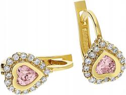 Lovrin Női arany fülbevaló 585 Rózsaszín cirkónia Szívek 14 karátos elegáns (Lovrin 58450)