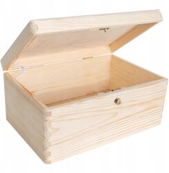 Creative Deco Fa doboz fedéllel és kulccsal ajándék fotókhoz 30x20x14cm (X0020JQEAH)