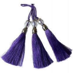 Gipiurowo Ezüst színű gyöngyökkel díszített fülbevaló, lila, 10 cm (chwost)