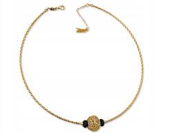Lovrin Merev arany nyaklánc 585 nagy, áttört gömbbel és fekete gyöngyökkel (Lovrin)