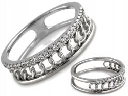 Lovrin Női ezüst gyűrű áttört mintával, cirkóniákkal, 925-ös finomságú, Trendy, 2.77g, 17-es méret (60770640)