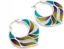 Lovrin Ezüst fülbevaló 925 eredeti karika zománccal, tökéletes ajándék, divatos